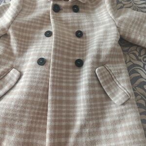 Stylish Kids Plaid Pea Coat in Cream